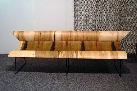 couch, bent plywood, metal frame