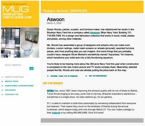 Aswoon, Manhattan User's Guide, Brooklyn Navy Yard